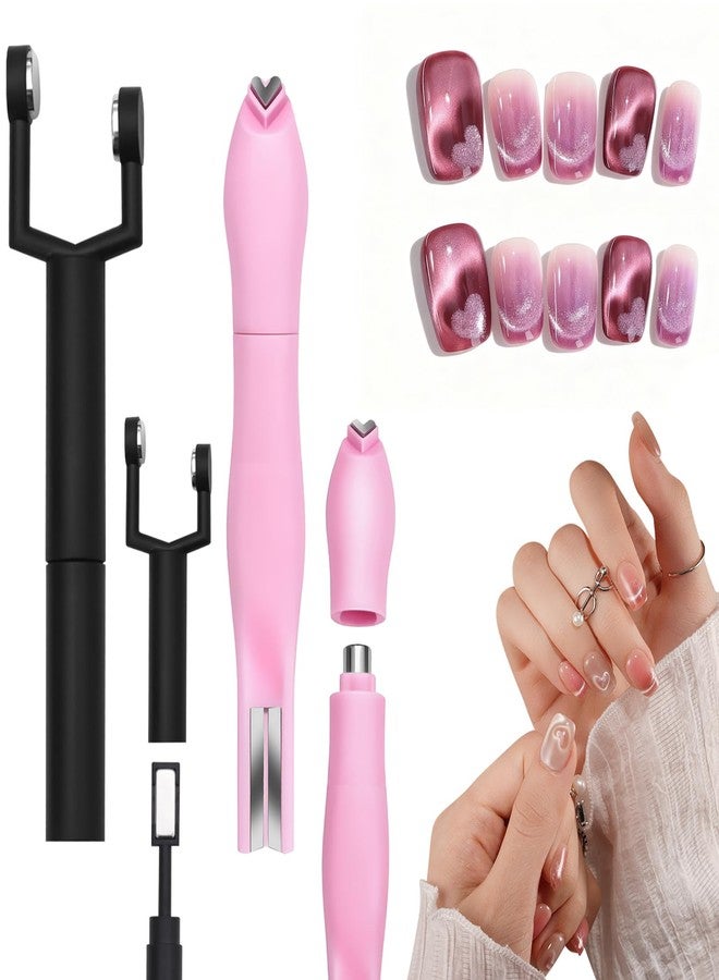 CYUXING 2Pcs Cat Eye Nail Magnet Set, Y-Shape & 3-in-1 Detachable Professional Magnetic Tools for Stunning Cat Eye, Heart & Swirl Designs, for Home & Salon Use - Image 1